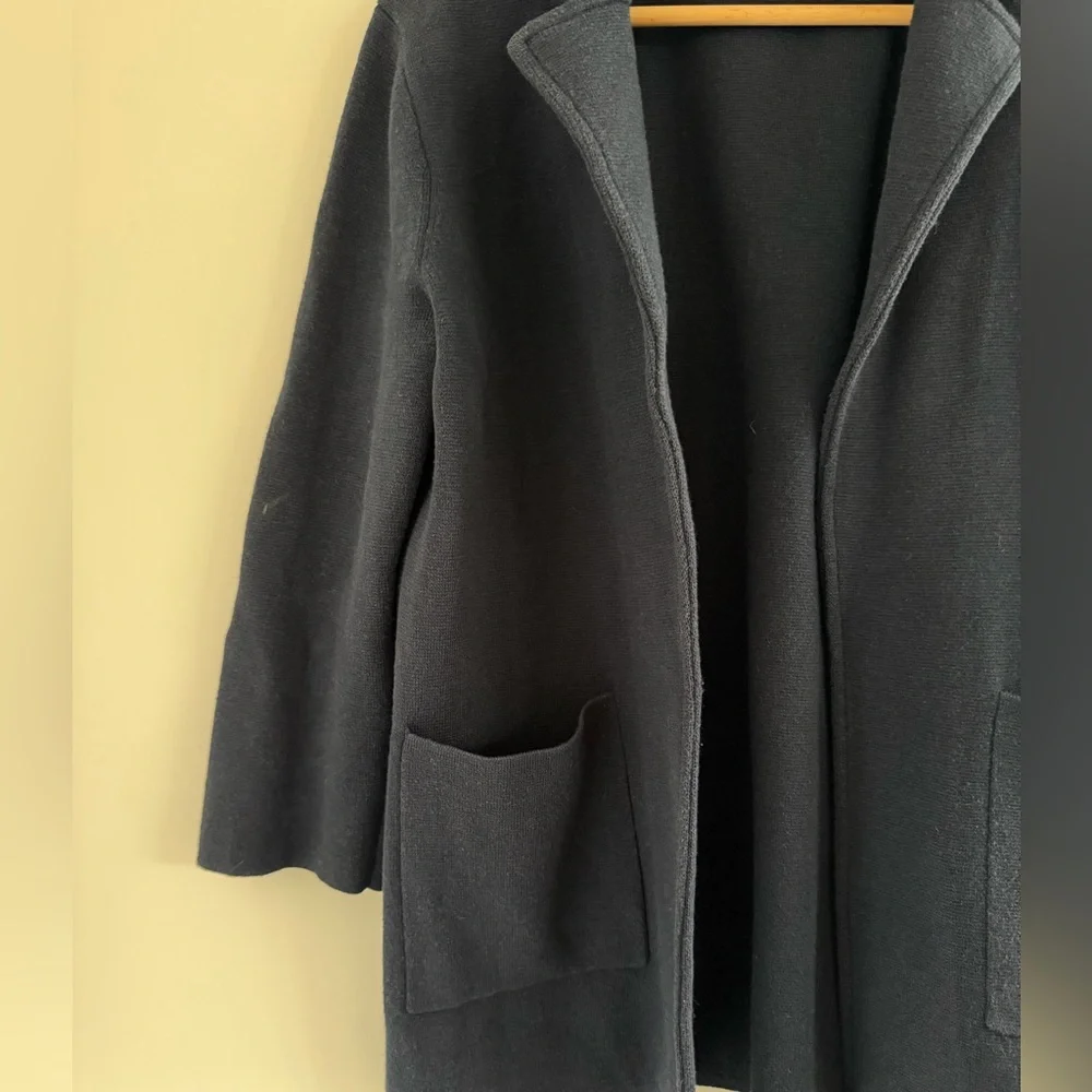 J Crew Sweater Blazer S Merino‎ Wool Cotton Navy Classic Academia Preppy Coastal
